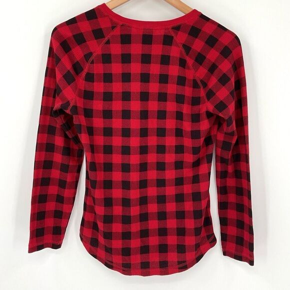 Eddie Bauer Waffle Knit Long Sleeve Jogger Pajama Set Women Small Red Black - Picture 4 of 8